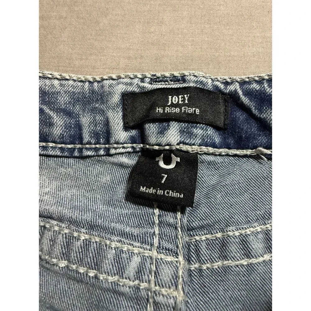 True Religion Joey Jeans‎ Girls 7 Blue Bedazzled Denim Bootcut Pocketed 22X22.